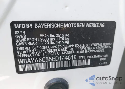 2014 BMW 740I z USA, uszkodzony, nr VIN WBAYA6C55ED144618